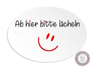 Preview: zauberhaftes ovales Türschild bitte Lächeln- Büro Einweihung, Richtfest, Einzug Geburtstag vonLüttentüddel®